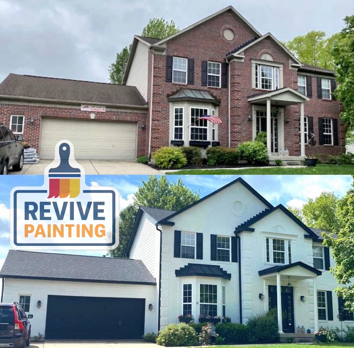 Before and after: exterior brick colonial to white