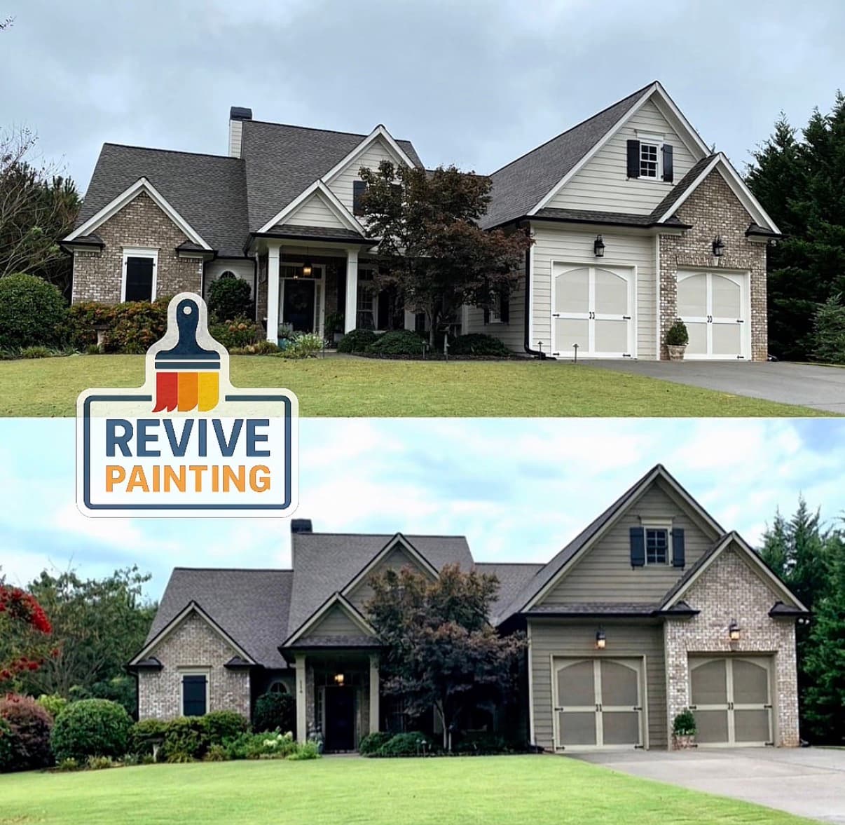Before and after: exterior craftsman gray white