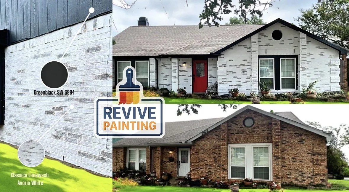 Brick ranch limewash: before and after